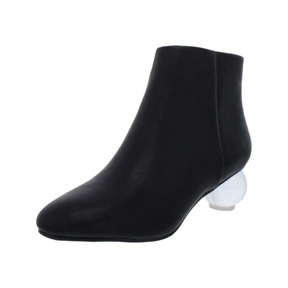 BAR III Womens Black Translucent Ball Heel Round Toe Zip-Up Dress Booties 6.5